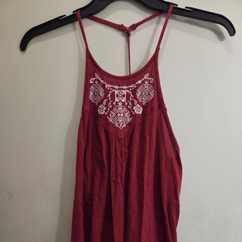 Hollister red tank top with white embroidery Size XS